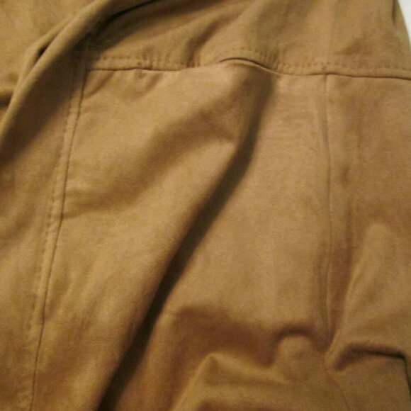 NWT MAX STUDIO Cascading Front Long Faux Suede Brown Jacket-Long Sleeves-Small - Picture 12 of 14